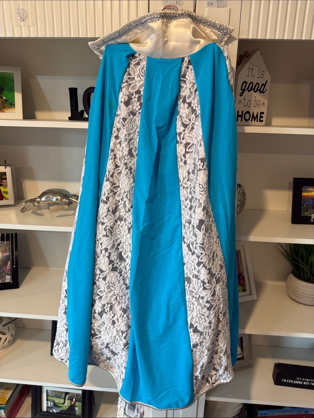 Forplay Tea Time Turquoise and White Lace Corset Bodysuit with Cape - Picture 7 of 10